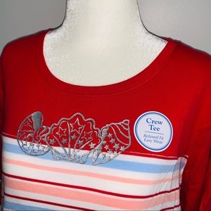 Short Sleeve Crew Neck Seashell Printed Top